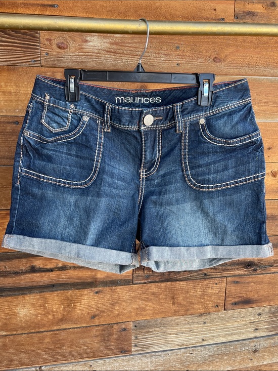 Maurices Pants - Maurices Dark Wash Denim Cuffed Shorts Women’s Size 14 Stretch Jean Shorts
